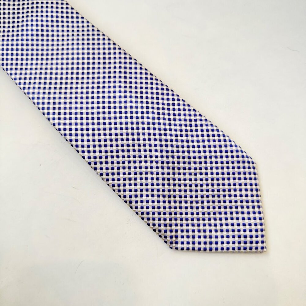 Tom Ford Luxury Silk Necktie Blue White Micro Check Pattern Business Formal Made